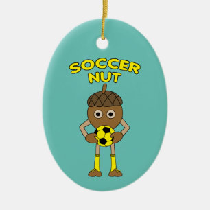 Soccer Nut Text Keramik Ornament