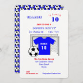 Soccer Party Blue Soccer Shirt Personalisiert Einladung (Vorne/Hinten)