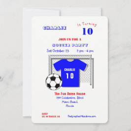 Soccer Party Blue Soccer Shirt Personalisiert Einladung