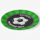 Soccer Party Cake Dinner Teller Personalisiert (Schrägansicht)