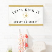 Soccer Party Custom Sign Gold und White Banner (Insitu)