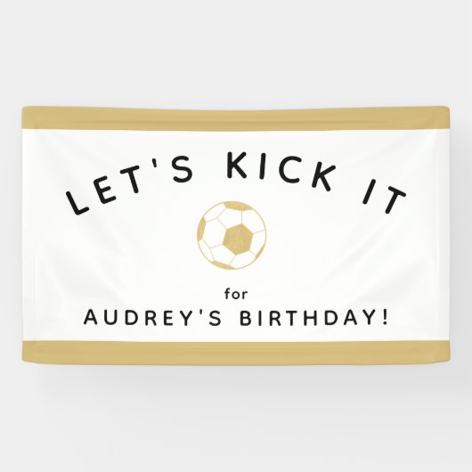 Soccer Party Custom Sign Gold und White Banner (Horizontal)
