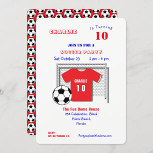 Soccer Party Red Soccer Shirt Personalisiert Einladung