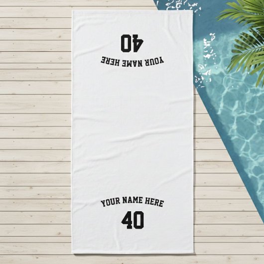 Soccer Personalized Black and White Towel Badehandtuch