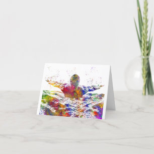 Soccer player in watercolor dankeskarte