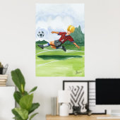 Soccer Player Kicking a Ball by Jay Throckmorton Poster (Heimbüro)