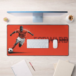 Soccer Player on Red Background Schreibtischunterlage