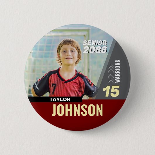Soccer Player Senior Night Custom Photo Sports Button (Vorderseite)