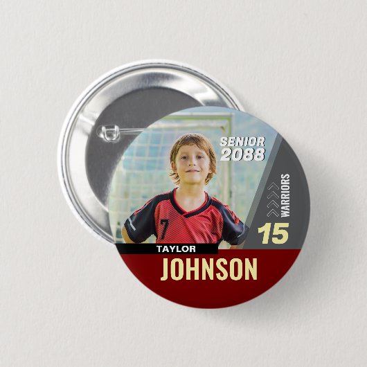 Soccer Player Senior Night Custom Photo Sports Button (Vorne & Hinten)