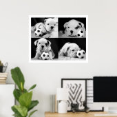 "Soccer Puppies" English Bulldog Collage Poster (Heimbüro)