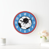 Soccer Red and Blue Große Wanduhr (Zuhause)