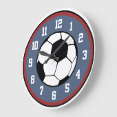 Soccer Red White and Blue Große Wanduhr (Winkel)