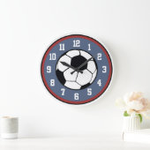Soccer Red White and Blue Große Wanduhr (Zuhause)