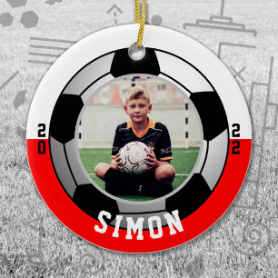 Soccer Red White Team Colors Keramik Ornament