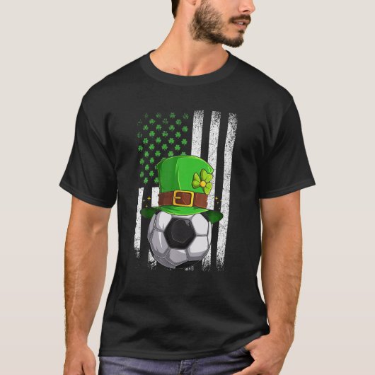 Soccer Retro USA Flag Kleeblatt Leprechaun St Patr T-Shirt (Vorderseite)