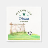 Soccer Rookie “It’s Game Time” First Birthday Serviette (Vorderseite)