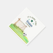 Soccer Rookie “It’s Game Time” First Birthday Serviette (Ecke)