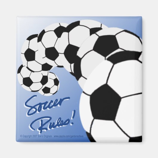 SOCCER RULES Sq Magnet/Blau Magnet (Vorne)