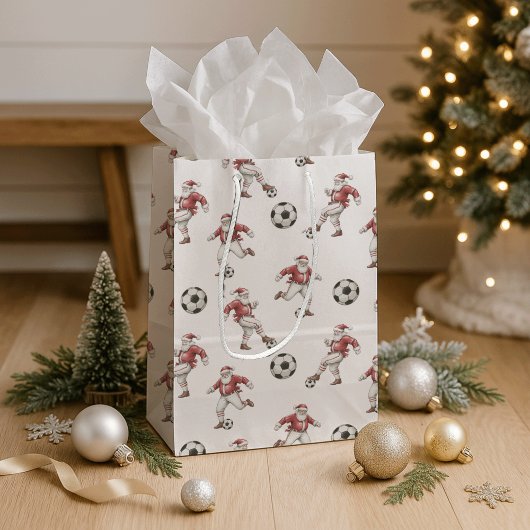 Soccer Santa Christmas Mittlere Geschenktüte