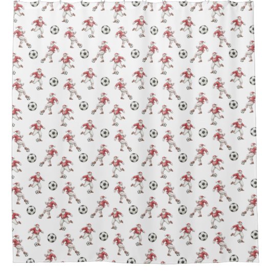 Soccer Santa Christmas Pattern Duschvorhang (Vorderseite)