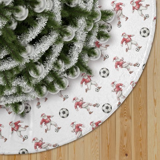 Soccer Santa Christmas Pattern Polyester Weihnachtsbaumdecke