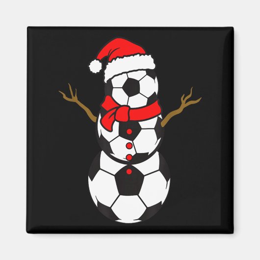Soccer Santa Hat Snowman Xmas Funny Soccer Lover C Magnet (Vorne)