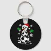 Soccer Santa Hat Snowman Xmas Funny Soccer Lover C Schlüsselanhänger (Vorderseite)