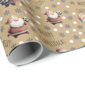 Soccer Santa on Ginger Ale Brown Geschenkpapier (Rolleneckpunkt)