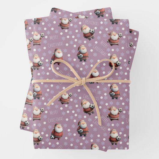 Soccer Santa on Mauve Geschenkpapier Set (Beispiel)