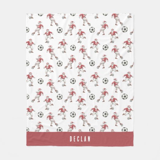 Soccer Santa Personalized Christmas Fleecedecke (Vorderseite)