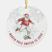 Soccer Santa Personalized Photo Keramik Ornament (Vorne)