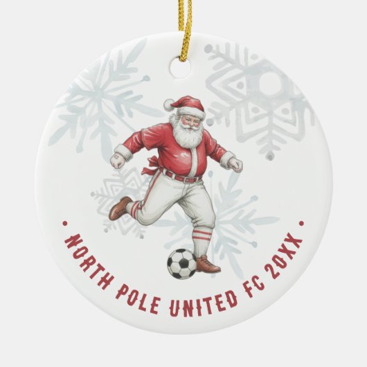 Soccer Santa Personalized Photo Keramik Ornament (Vorne)