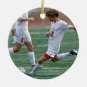 Soccer Santa Personalized Photo Keramik Ornament (Hinten)