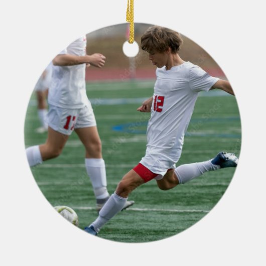 Soccer Santa Personalized Photo Keramik Ornament (Hinten)