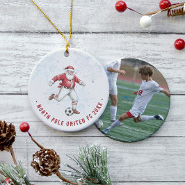 Soccer Santa Personalized Photo Keramik Ornament