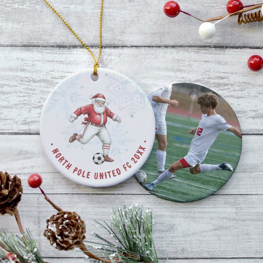 Soccer Santa Personalized Photo Keramik Ornament