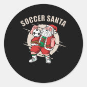 Soccer Santa Runder Aufkleber (Vorderseite)