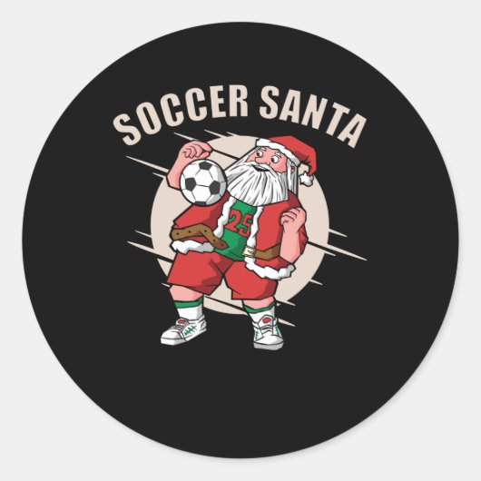 Soccer Santa Runder Aufkleber (Vorderseite)