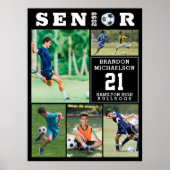 Soccer Senior Graduation 5 Photo Collage Poster (Vorne)
