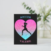 Soccer Sequins Herz Postkarte (Stehend Vorderseite)