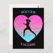 Soccer Sequins Herz Postkarte (Vorne/Hinten)