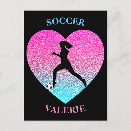 Soccer Sequins Herz Postkarte (Vorderseite)
