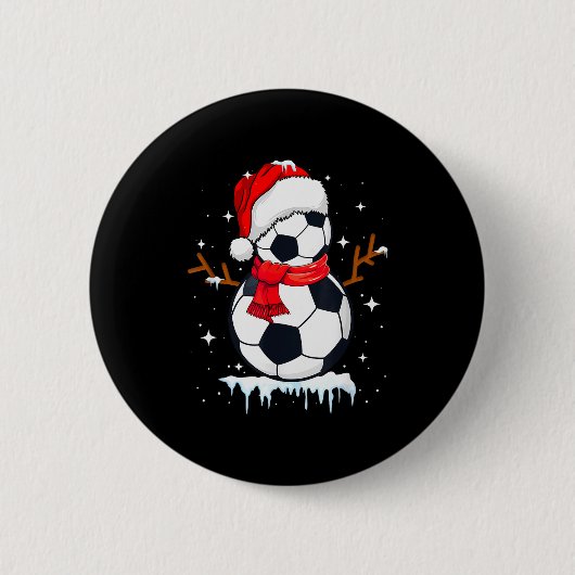 Soccer Snowman Apparel, Funny Santa Christmas Men Button (Vorderseite)