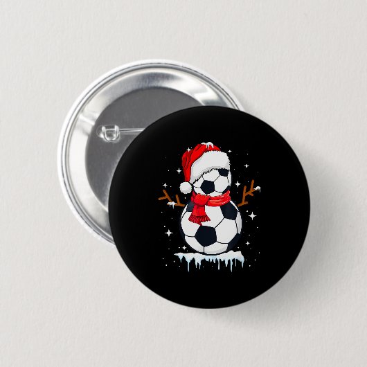 Soccer Snowman Apparel, Funny Santa Christmas Men  Button (Vorne & Hinten)