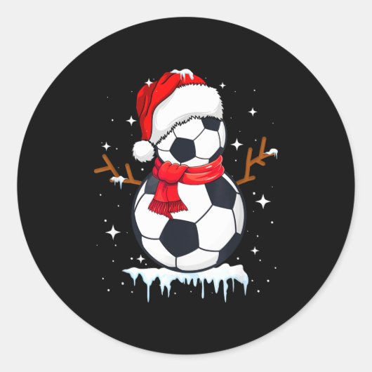 Soccer Snowman Apparel, Funny Santa Christmas Men Runder Aufkleber (Vorderseite)