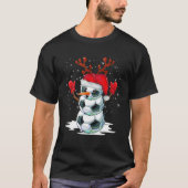 Soccer Snowman Christmas Pajamas Weihnachtsmannmüt T-Shirt (Vorderseite)