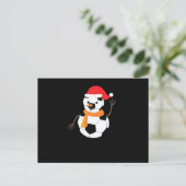 Soccer Snowman Feiertagspostkarte (Stehend Vorderseite)