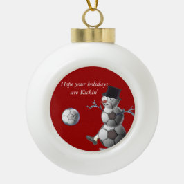 Soccer Snowman Keramik Kugel-Ornament