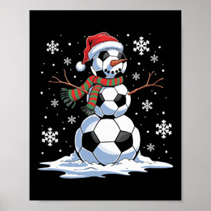 Soccer Snowman Soccer Weihnachtsmannmütze Weihnach Poster