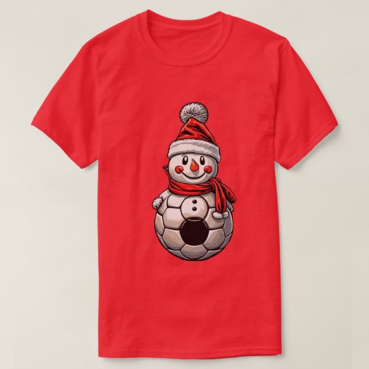 Soccer Snowman Weihnachten T-Shirt (Design vorne)